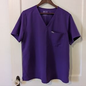 Figs Scrubs XL Digital Grape Catarina One Pocket Top Purple PO 2913